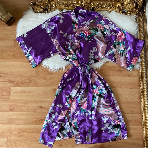 Sam Well Peacock & Glowers Kimono Style Robe - Picture 1 of 11